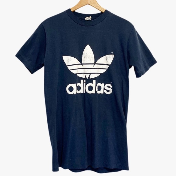 Vintage 80s Adidas Trefoil Short Sleeve Single Stitch T Shirt Mens Size Medium - Picture 1 of 10